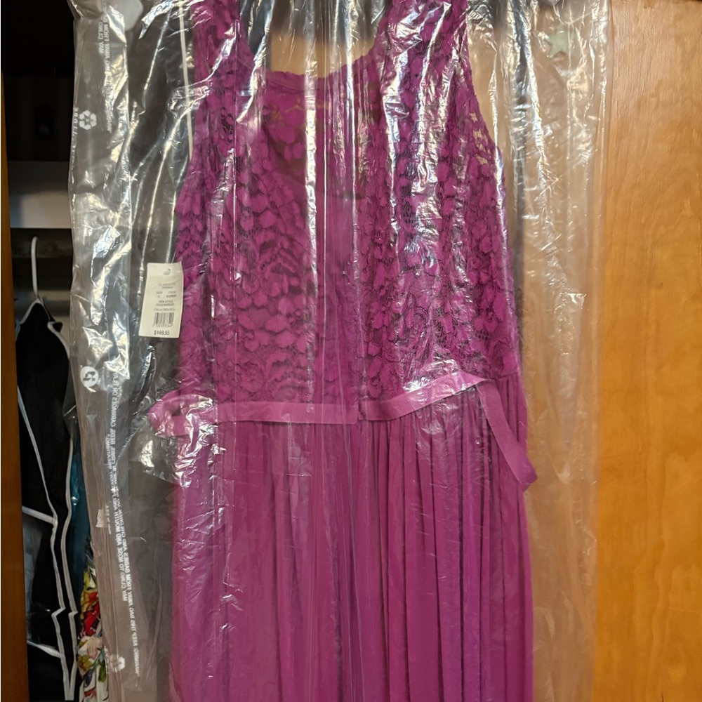 David's Bridal Magenta Lace Maxi Dress